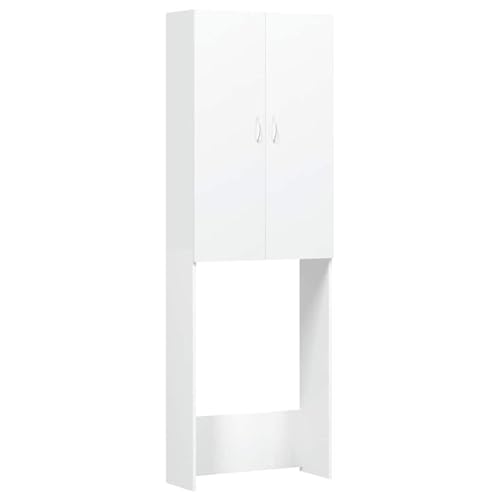 vidaXL Armoire pour Lave-Linge, Blanc, 64x25,5x190 cm, Bois d’ingénierie, Meuble pour buanderie avec 2 Portes et 3 Compartiments, Étagère Salle de Bain,...