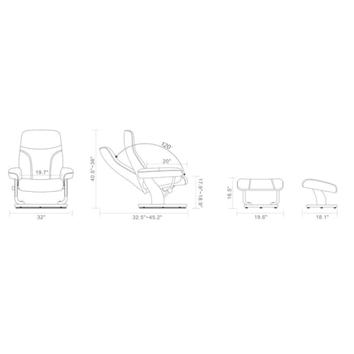 Sillón Giratorio Negro Piel Plegable miniatura 3