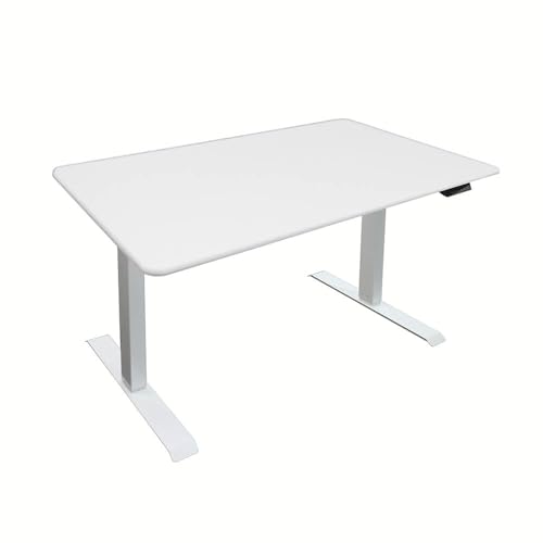 Home Deluxe - Höhenverstellbarer Schreibtisch Lumina - Gestell: Weiß, Platte: Weiß, Maße: 160 x 80 cm, Karbonstahl, inkl. USB Stecker und Aufbewahrungstasche I Arbeitsplatz Bürotisch