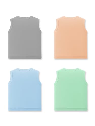Image of Kidbee Baby Cotton Sleeveless Front Open Jabla - Pack of 4 | Soft V-Neck Button Tops for Newborn & Infant