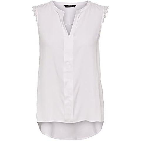 Camiseta sin mangas Only Onlkimmi S/L Top Wvn Noos para mujer en blanco Cover