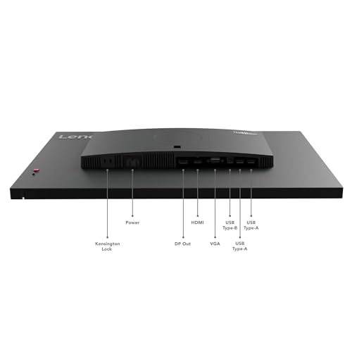 Image of Lenovo ThinkVision T24i-30 24 inch Full HD IPS Monitor - 1920x1080, HDMI, VGA, DisplayPort, USB Hub, Raven Black - for Multi-Monitor Setup 4 Pack
