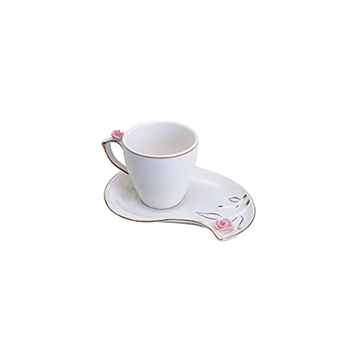 WOLFF Flower Conjunto de 6 Xícaras e 6 Pires para Café, Branco, 90 ml