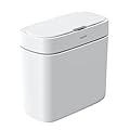JOYBOS Bathroom Trash Can,3 Gallon Waterproof Automatic Small Bathroom Garbage Can with Lid, Slim Motion Sensor Plastic Narrow Trash Bin for Bedroom, Kitchen, Office,RV White