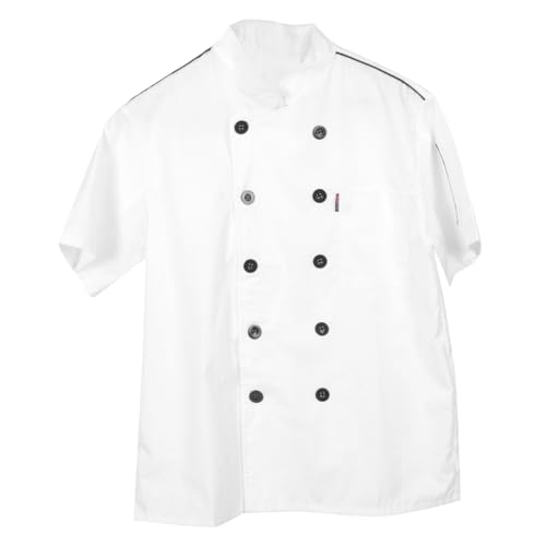 FRCOLOR Short Sleeve Chef Jacket for Men and Women Breathable Stain-resistant Cook Shirt for Kitchen and Restaurant Elegant Design Xl for Culinary Professionals
