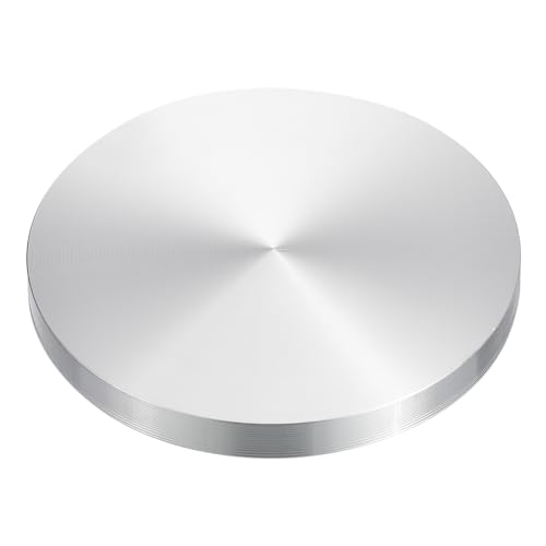 sourcing map M10 Gewinde 80mm Durchmesser Runde Form Aluminium Scheibe Hardware 1 Stück, Aluminium Kreis Scheibe Glasplatte Adapter für Glastisch