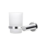 Salpica Silver Toothbrush Holder Wall Mounted Round Toothbrush Holder Zinc Alloy Toothbrush Holder for Toilet and Bathroom, middle