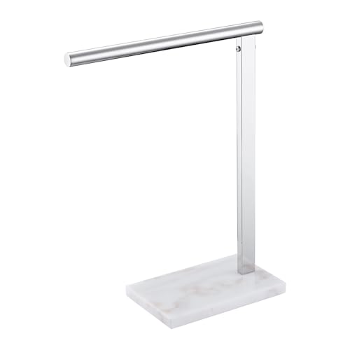 Image of KOKOSIRI Hand Towel Holder Stand Towel Rack with Steady Marble Base for Bathroom Vanity Countertop, Polished Stainless Steel 15.7'' Height THS0006-CH
