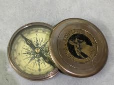 Brújula náutica clásica de latón vintage con tapa miniatura 5