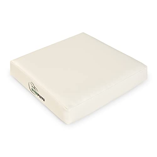 Diverpuff Cojin 100% Polipiel Desenfundable Suelo, Palets, Bancos, Sillas - Uso Interior y Exterior (Crema)