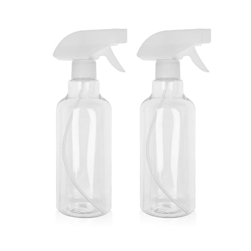 Hyshina Heavy Duty Clear Plastic Spray Bottles 500ml/17oz 2 Pack,