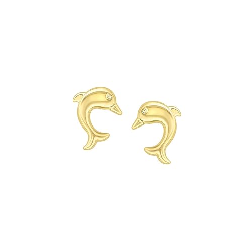 CARISSIMA Boucles d’oreilles puces dauphin en or jaune 9 ct pour enfants