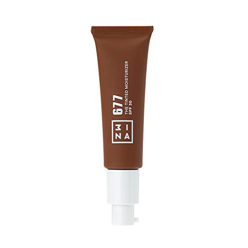 3INA MAKEUP - The Tinted Moisturizer SPF30 677 - BB Cream Marrone scuro - Fondotinta idratante con Acido Ialuronico e Protezione Solare SPF 30 - Crema Colorata Viso - Vegan - Cruelty Free