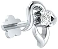 Natural Diamond Fancy Nose Ring Sterling Silver Nose Stud in 16 Gauge and 8mm Length/Diamond Nose Stud For Womens/Diamond Color- J-K Diamond Clarity- I1-I2 Diamond Weight 0.01 CT