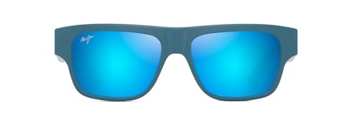 Image of Maui Jim Men's & Women's Kokua Polarized Rectangle Sunglasses, Matte Petrol Blue /Blue Hawaii Polarized, Large Fit