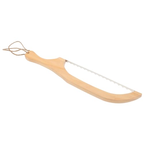 Hohopeti Cortadora de Pan Inoxidable con Mango de Madera Ergonómico Herramienta Reutilizable para Cortar Rebanadas Cocina Resistente para Repostería y Panadería