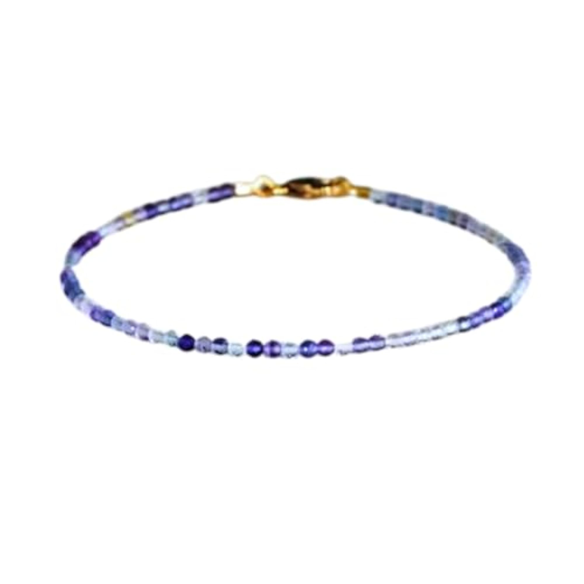 Fluorite Round Beaded Bracelet with Gold Lock