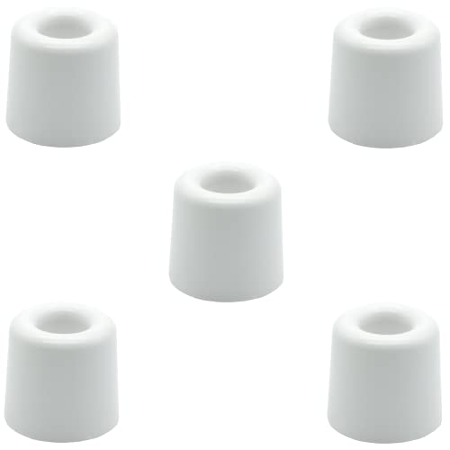 Set di 5 fermaporta da pavimento, Ø 30 mm x 30 mm, di colore bianco, con viti, per porta