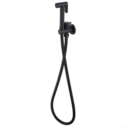 Sandyseptember Kit pulvérisateur mural pour bidet avec construction en acier inoxydable et tuyau de 1,5 m pour un nettoyage complet des toilettes (noir)