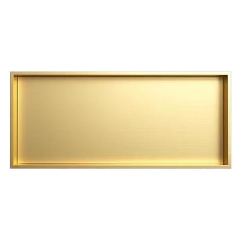 Étagère de douche encastrée dorée en acier inoxydable 62x32 cm pour produits de toilette