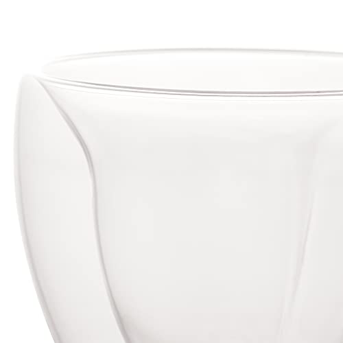 Lyor CJ 2 XÍCARAS P/CHÁ DUPLA PAREDE DE VIDRO BOROSSILICATO RESISTENTE A CALOR HEART 230ml