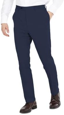 DKNY Men's Modern Fit High Performance Separates Suit Pants, Navy Solid, 32W x 34L