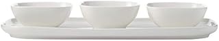 Maxwell & Williams AW0393 White Basics Serving Platters for Parties with Small Bowl for Sauce, Dips and Nuts, Porcelain, White, 3-Piece Set