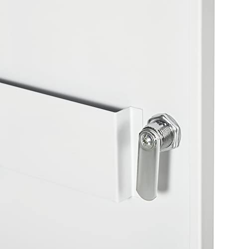 Miniatura 9 de Kleankin Botiquín De Pared De Acero Botiquín Para Medicinas De 3 Niveles Armario De Botiquín Con Cerradura Y 2 Llaves Para Cocina Baño 40x15x53,5 Cm Blanco