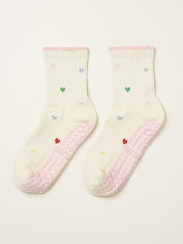 Image of Shapes Studio Half Calf Grip Socks, Cute Fruit Pilates Socks, Ruffle Socks, Non-Slip for Barre Yoga