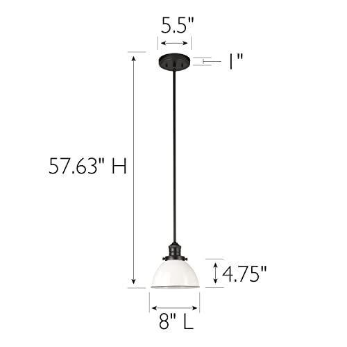 Design House 588327 Savannah Farmhouse 1-Light Indoor Pendant Dimmable White Metal Shade For Kitchen Island Bar Dining Room, Matte Black #TOP3