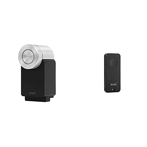 Nuki Smart Lock 3.0 Pro, smartes Türschloss mit WiFi-Modul für Fernzugriff, schwarz & Fob, elektrischer Türöffner, Sperren auf Knopfdruck, Erweiterung für Nuki Smart Lock