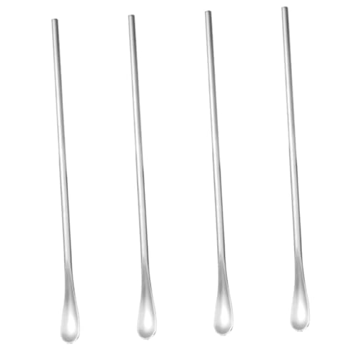 Unomor 4pcs Stainless Stirring Spoons Long Handle Mixing Spoons for Cocktails and Honey
