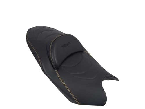 Housse de selle Yamaha T-Max 560 noire à coutures jaunes pour scooter 2021-2025