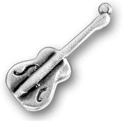 CharmCountry Sterling Silver Guitar Musical Charm with Split Ring Item #2161
