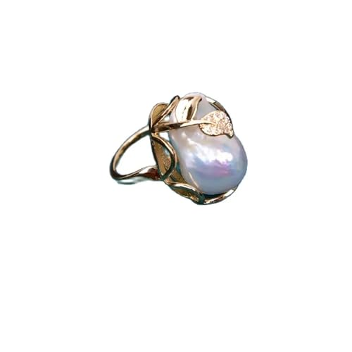 Anillo de perlas barrocas naturales de 18x23mm en plata