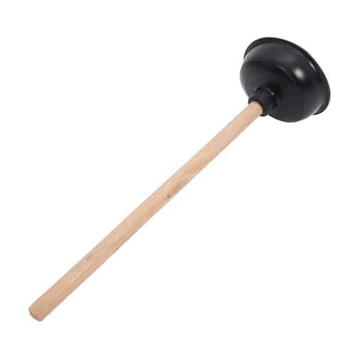 UKCOCO Desatascador de Inodoros con Mango de Madera Resistente y Copa de Goma Reforzada para Desagües de Baño Fregadero y Ducha Práctico para Destapar Tuberías y Cañerías Hogar y Oficina