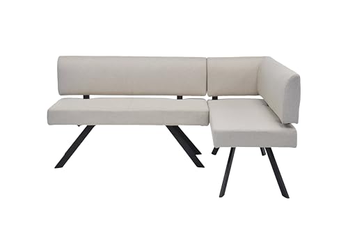 byLIVING Eckbank Toronto, Bezug in Taupe, Gestell in schwarz, L-Form Langer Schenkel Links, Taschenfederkern, Küchenbank, Speisezimmerbank, Maße: B 182, H 85, T 128 cm