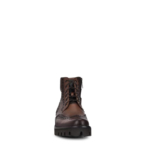 FRANCO CUADRA Urban Bostonian Boots, Honey Brown Leather, Wingtip Brogue, Lace-up with Side Zip4