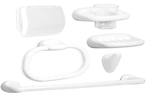 Tatay Estuche 6 Piezas de Accesorios para el baño, Fabricados en plástico Resistente, Blanco Acabado Brillante: …