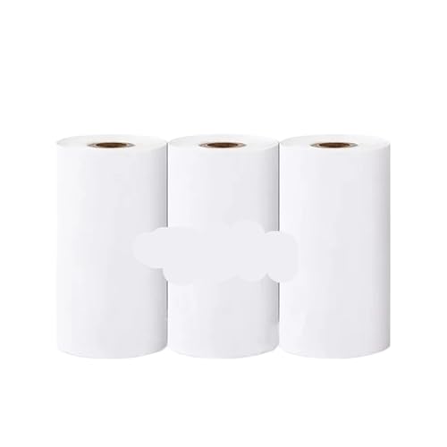 感熱紙、 Bluetoothと子供用カメラ用感熱紙ロール 57mm 3個パック ホワイト マルチカラー粘着(3 Rolls sticker)