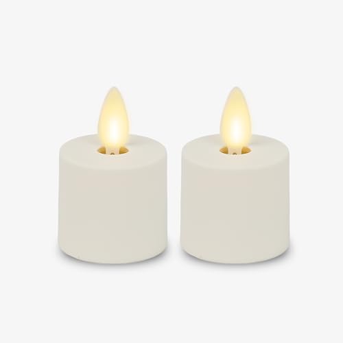 Luminara Flameless Tealights Rechargeable LED Set of 2 1.5 x 2.1 Battery Operated Moving Flame w/USB Charging Base Indoor Safe Decorative Lights