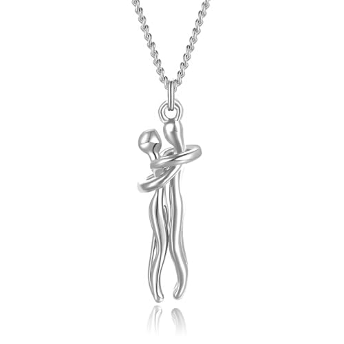 Collier pendentif câlin coeur en argent pour petit ami et petite amie