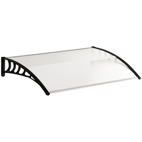Outsunny Tejadillo de Protección contra Sol y Lluvia Marquesina para Puertas de Exterior Marquesina de Techo Diseño Moderno Aleación de Aluminio Duradero 122x89x24 cm Transparente