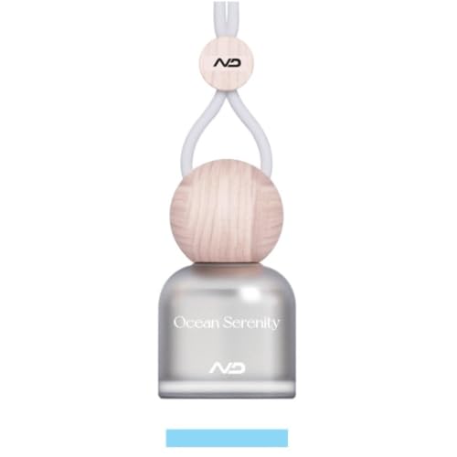 Image of NEODRIFT 'NeoBliss' (Set of 1) | (Ocean Serenity) Car Hanging Diffuser Car Perfume & Air Freshener in Glass Bottle with Wooden Lid and Long Lasting Scent - 10ml