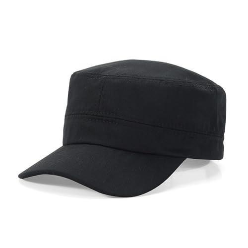 Lrastok Black Cadet Army Cap Military Style Hats Flat Top Cap Baseball Hat for Men Women