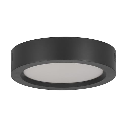 Eglo Plafonnier LED Idun-E, lampe de plafond rond, luminaire en saillie pour couloir et chambre, plastique noir, lumière blanc chaud, Ø 16 cm
