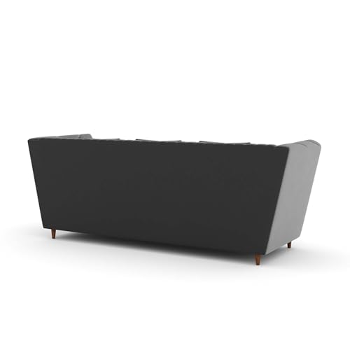Image of Amazon Brand - Solimo Corell Tufted Velvet Fabric 3 Seater Sofa for Living Room Furniture (Grey)|3 Year Warranty