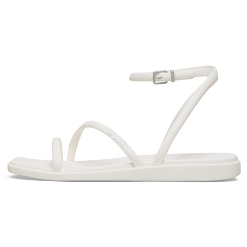 Crocs Sandales plates Miami avec sangle de cheville pour femme, craie, taille 36, craie, 34/35 EU