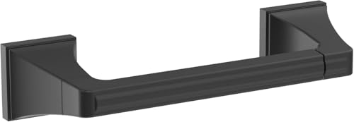 Image of Amerock Mulholland 8-13 /16 inch Matte Black Pivoting Toilet Paper Holder