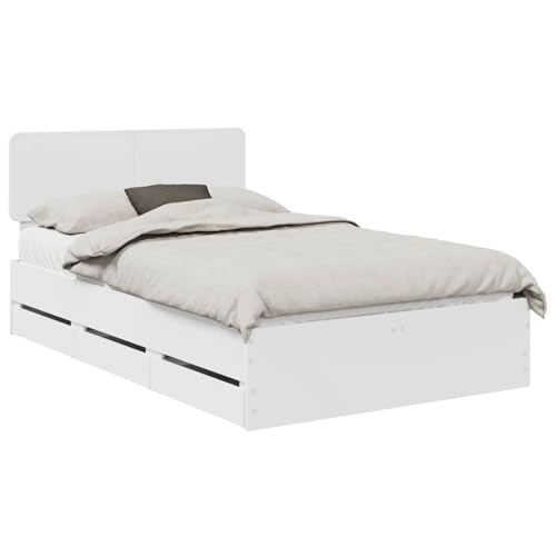 vidaXL Estructura de Cama con cajón 120 x 190 cm Madera Ingenieril, Estructura de Cama Moderna, diseño Rectangular, Madera con Almacenamiento, Mueble práctico para tu habitación
